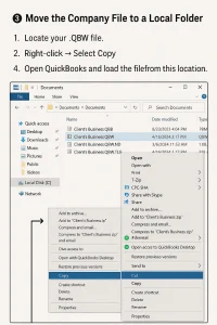 Move QuickBooks company file to local folder
