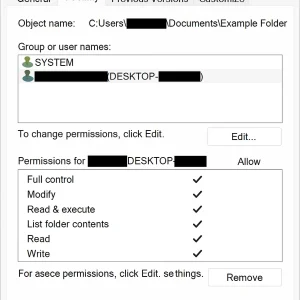 QuickBooks folder permissions