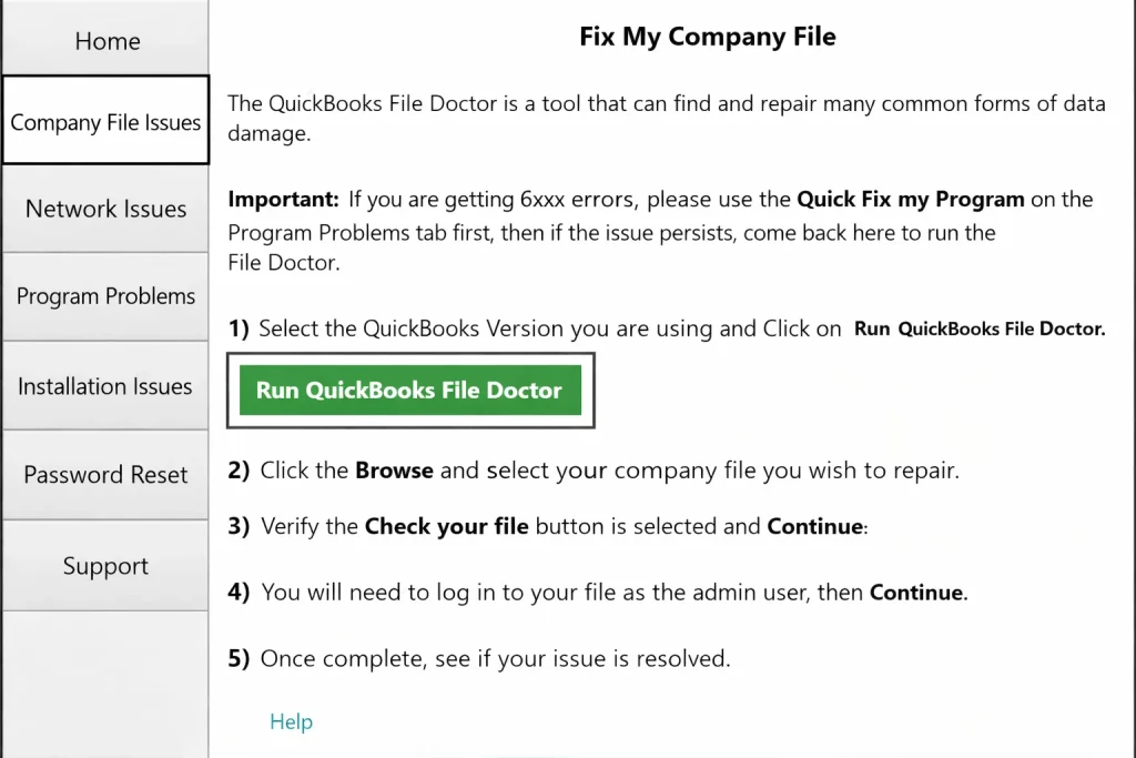 QuickBooks File Doctor repair