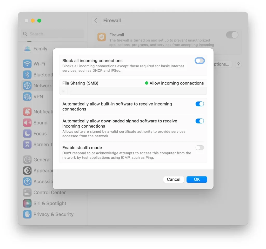 Mac firewall settings for QuickBooks